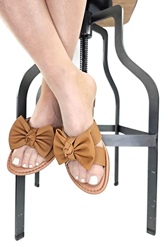 Image of Tiara Women's Sandals Slip On Slide Flat with Twist Knot Bow