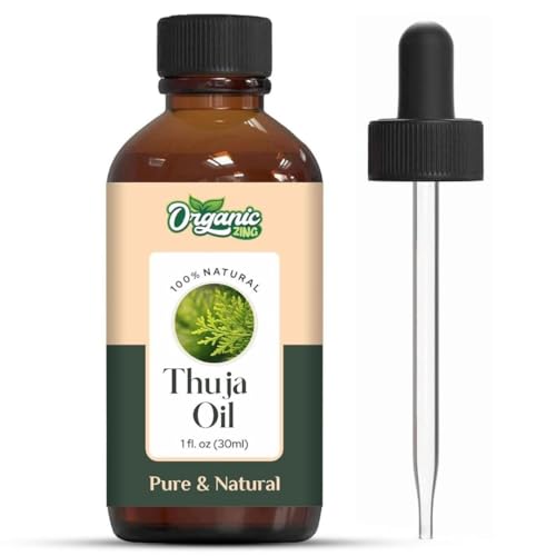 Organic Zing Thuja (Thuja occidentalis L.) Essential Oil Pure & Natural for Skin, Face, Hair Care, Aromatherapy, Diffuser, Conditioner- 30ml/1.01fl oz