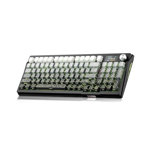 Image of KUTETHY Wireless Mechanical Keyboard,RGB Backlit Gaming-Aurora Borealis | Smart Display & Knob,Tri-Mode BT5.0 /2.4GHz /USB-C,Hot Swappable Pre-lubed Linear Switches,Contour keycaps(Ghost Switches)
