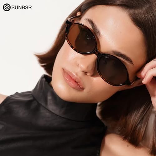 Retro Oval Sunglasses for Women Men Trendy Round Tortoise Sun Glasses 90s Vintage Shades2