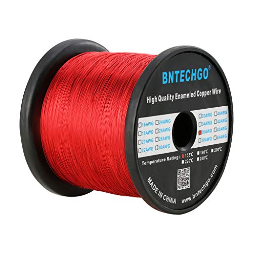Image of BNTECHGO 36 AWG Magnet Wire 3 lb Red Enameled Copper Wire 0.0049 inch(0.12mm)