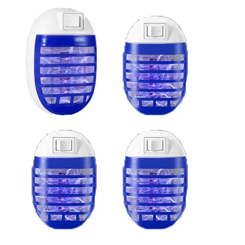 Lampada Antizanzare Elettrica 4 Pezzi, Trappola Zanzara e Mosche con Luce UV, Sicura e Efficiente, ElettroInsetticida da Presa per Casa, Camera, Cucina e Soggiorno