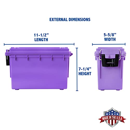 Image of Sheffield 12632 Ammo Storage Box, Stackable .30 Cal Field Boxes, Water and Dust Resistant, Lockable Storage Box with Handle, Secures Hunting Gear, Supplies, & Bullets, Made in USA, Purple(Pack of 6)