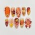 30 Pcs Fall Press on Nails Medium French Tip Fake Nails Full Cover Cover Glossy with 3D Flower Maple Leaves Nail Rhinestone Designs Autumn Glue on Nails Thanksgiving False Nails for Women
