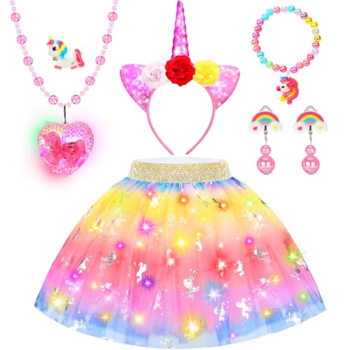 YAOOBEY Princess Dress up Clothes for Girls 4-6,Light Up Toddler Princess Toys for 3 4 Year Old Girls Christmas Gift