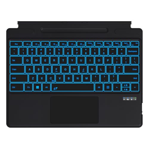 Image of Surface Pro Keyboard for 11 /10 /9 /8 /X 13 Inch, Ultra-Slim Wireless Bluetooth Surface Keyboard with Palm-Rejection Trackpad, 7-Color Backlit, Sleep /Wake Function, Long Battery Life