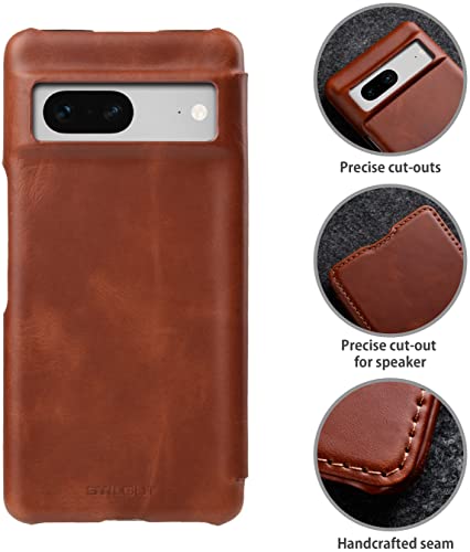 StilGut Book Case Compatible with Google Pixel 7 Leather Flip Phone Case, Phone Cover, Mobile Phone Cases Cognac - Image 2
