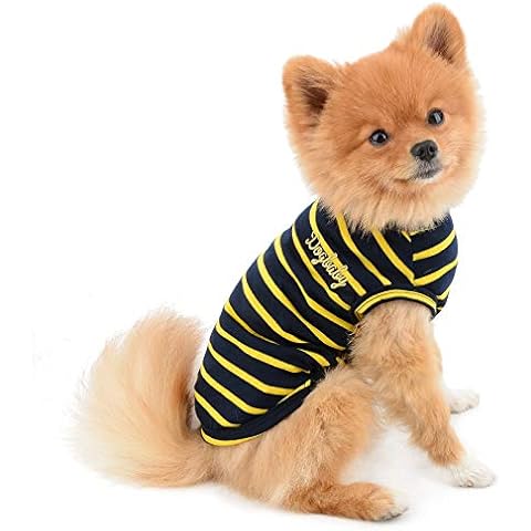 PAIDEFUL Clothes for Small Dogs Cats Boy Girl Summer Classic Stripes Puppy T Shirt Vest Breathable Jumper Cotton Tee Sleeveless Chihuahua Yorkshire Cover