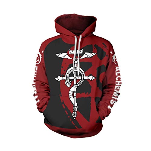 Unisexe Fullmetal Alchemist Edward Elric Cosplay Hoodie 3D Imprimer Sweat Veste Zipper (Color : 4, Size : 3XL) Cover