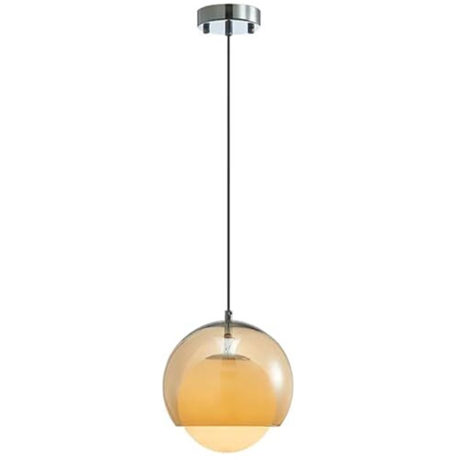 KBUUKYYXouy Mid Century Modern Glass Globe Mini Pendant Lamp Chandelier Hanging Lighting Ceiling Fixture Stylish for Kitchen Island Bedroom Dining Room Farmhouse Decor(Amber)