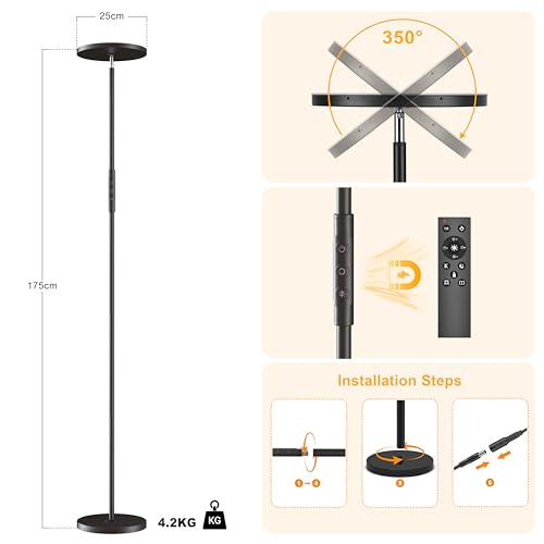 Lampadaire LED 3600lm 36W Télécommande 15m Yikuneng
