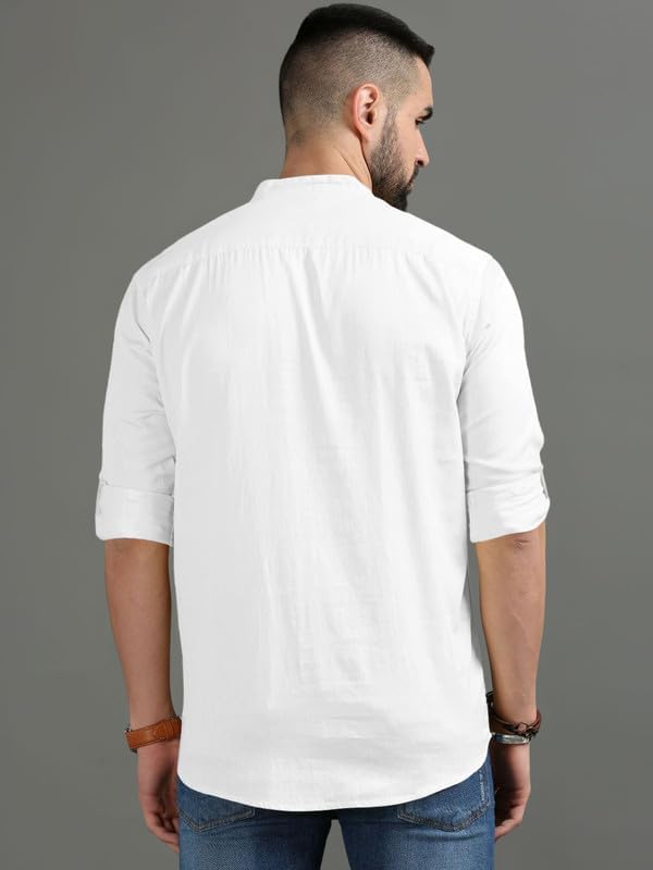 Royalscout Men's Cotton Polyester Blend Solid Regular Fit Full Sleeve Short Kurta (In, Alpha, 2Xl, White)