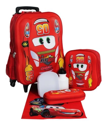 Kit Mochila Carro Infantil Masculina Escolar Rodinhas Escolar