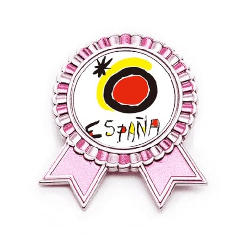 Broche espagnol rouge et jaune soleil avec médaille de gagnant en métal taille M