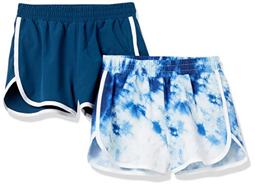 Amazon Essentials Girls Active Performance Running Shorts Athletic Shorts with Elasticized Waistband Pack of 2 2-pack Navy/Tie Dye 4T
