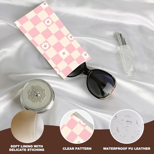 Image of Anikathy 2Pcs Sunglass Eyeglass Glasses Case Soft PU Leather with Cleaning Cloth Portable Glasses Pouch Bag for Men Women
