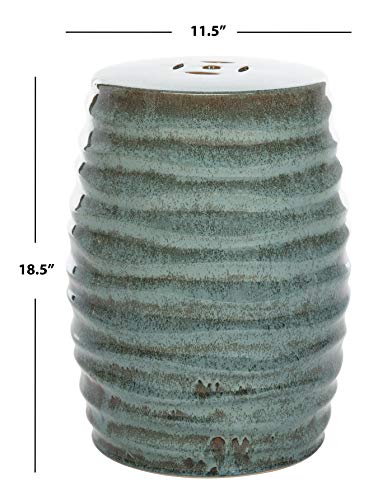 SAFAVIEH ACS4575A Home Kita White Ceramic 19-inch Indoor/Outdoor Side Table Garden Stool
