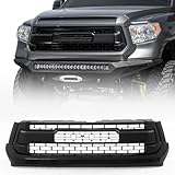 QIUYYQTO Front Grille Compatible with 2014-2021 Tundra, TRD Style Grill ABS Direct Replacement Front Grill w/o Light, Gloss Black Frame