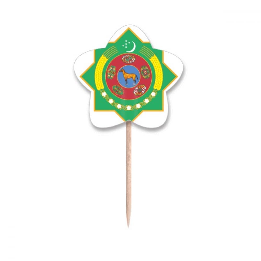 Drapeau Turkménistan cure-dents étoile lable pour décoration de gâteau et pique-nique asiatique