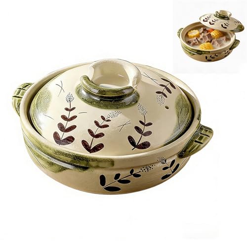 Olla de arcilla japonesa con tapa, cerámica resistente al calor, para bibimbap, sopa, guiso, gachas, cocina doméstica, utensilios de cocina (3,2 L)