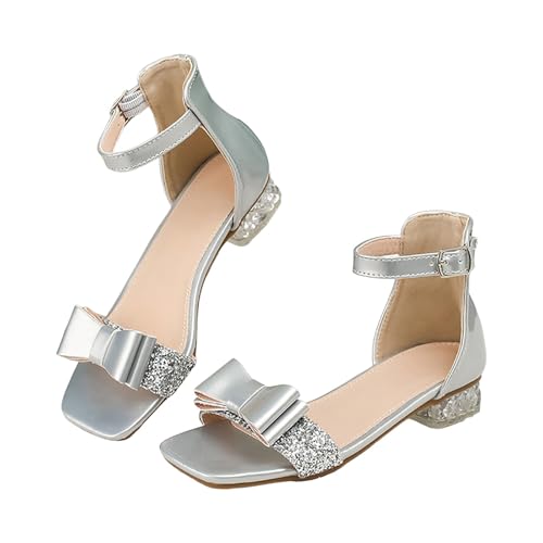 IWIHMIV Girls Open Toe Princess Sandal Summer Dress Sandal Low Heel Shoes for Wedding Dance Flower Girl2