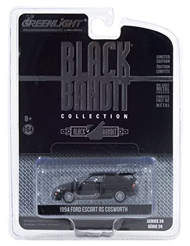 1994 Ford Escort RS Cosworth - Black Bandit Rally Racing Team, Black - Greenlight 28050D/48 - 1/64 Scale Diecast Model Toy Car