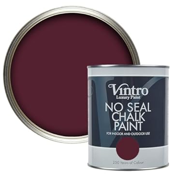 Vintro Paint | No Seal Chalk Paint | Dark Purple | Interior & Exterior Use | Furniture | Walls | Wood | Metal | 1 Litre (Dark Purple - Sweet Damson)