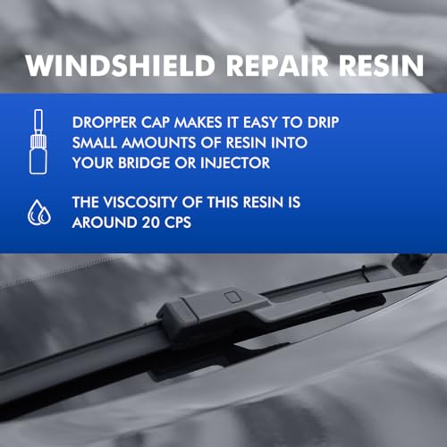 XTryfun Automotive Windshield Repair Kit, Windshield Glass Repair Resin with Syringe Thrusters & UV Curing Light, Windshield Crack Repair Kit Quick Fix for Chips, Cracks, Bulls-Eye, Star Shaped Crack