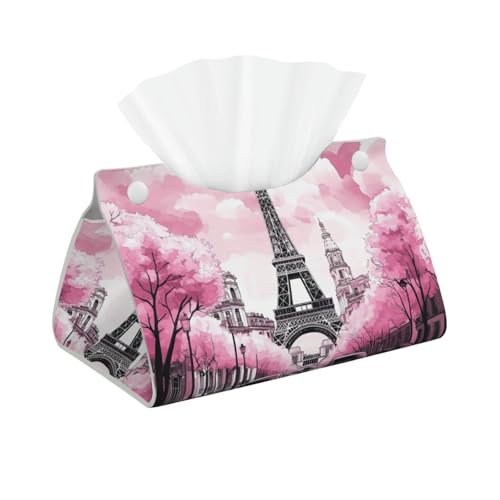 Mexpekil Rechteckige Taschentuchbox Paris Eiffelturm Rosa