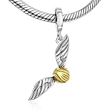 Bolenvi Golden Ball Wings 925 erling Silver Pendant Charm Bead For Pandora & Similar Charm Bracelets or Necklaces