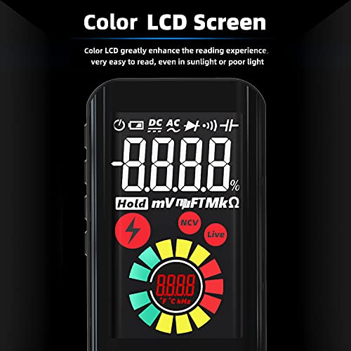 Image of Digital Multimeter Rechargeable Smart Multimeter Color LCD 3 Results Display 6000 Counts Auto-Ranging Ohmmeter Capacitance Diode Resistance Hz Duty Cycle NCV Live Check Voltage Tester