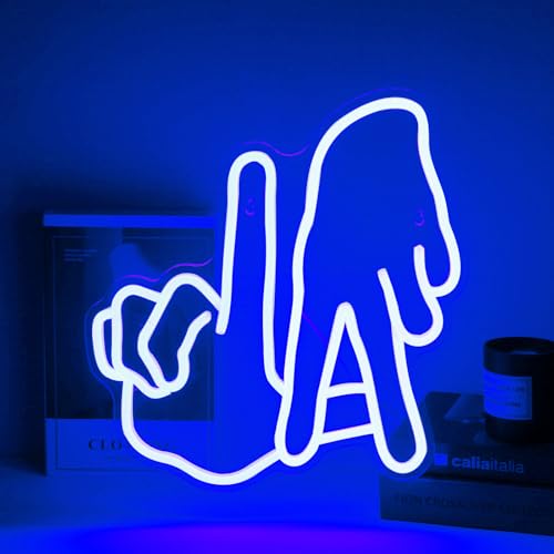 Image of LA Baseball Neon Sign for Garage, Dimmable Blue Gesture LED Wall Decor | Baseball LED Neon Light for Man Cave, Bar, Dorm, Game Room Decor, Sports Party, Gifts for Baseball Fans, USB Powered