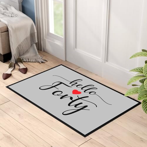 Paillasson Gris Hello Forty 75x50cm pour Anniversaire 40 Ans
