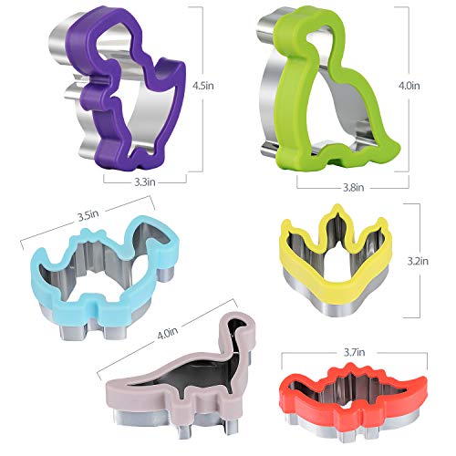 Dinosaur Cookie Cutters Set, 6Pcs, Stainless Steel Shaped Cookie Candy Food Cutters Molds For Diy, Kitchen, Baking, Kids Dinosaur Theme Birthday Party Supplies Favors #TOP2