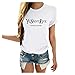 Produktbild CixNy Frauen Kurzarm O-Ausschnitt Letter Print Casual Tops Bluse T-Shirt (Weiß, XL)