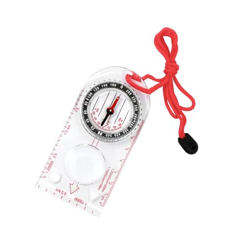 Bussola da trekking con ago luminoso e lente d'ingrandimento integrata – Bussola di navigazione precisa per escursionismo, campeggio, sopravvivenza e orientamento, con cinghia e base stabile