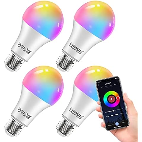 EXTRASTAR 4 Pack Bombilla Alexa LED Intelligente E27 Cover