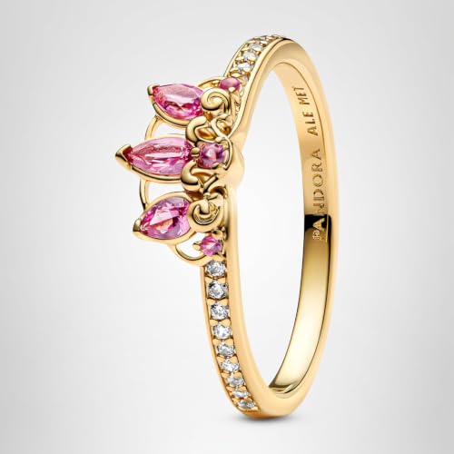 Miniatura 3 de Pandora Disney Princess Rapunzel 163651c01-58 - Anillo Tiara De Plata De Ley Con Aleación De Metal Chapado En Oro De 14 Quilates Y Circonitas, Talla 58, Plata De Ley, Circonita Cúbica, Plata De Ley,