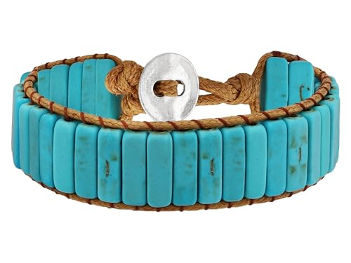 MINACHI Natural Stone Wrap Bracelets for Women Men Bohemian Bracelets Created Turquoise Rectangular Beads Jewelry