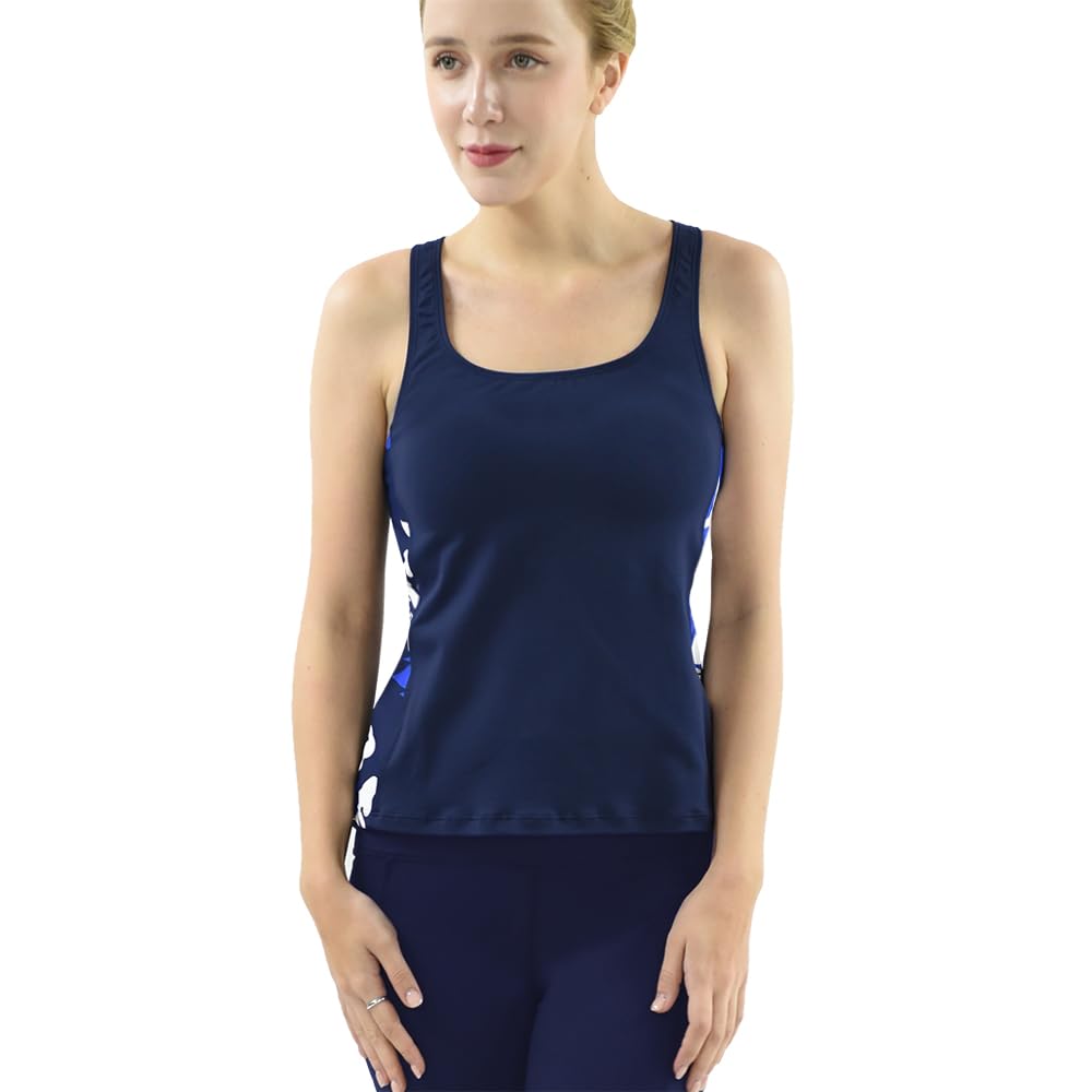 private island Women UPF50+ Tankini Bathing Swimsuits Sleeveless Tank Bra Top Swim Rash Guard (YTY)-picture-15