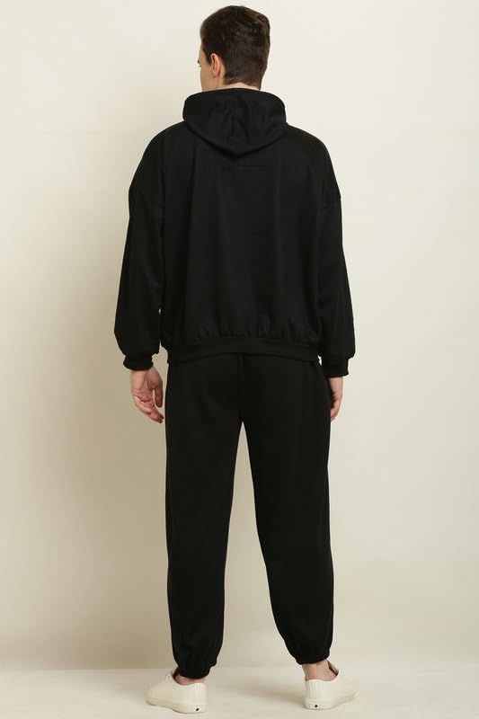 Image of Men's Fleece Long Sleeve Pullover Hoodies Set Full Length Winter Nightwear Pajama and Hoodie Set Tracksuit Gym Suit Night Suit