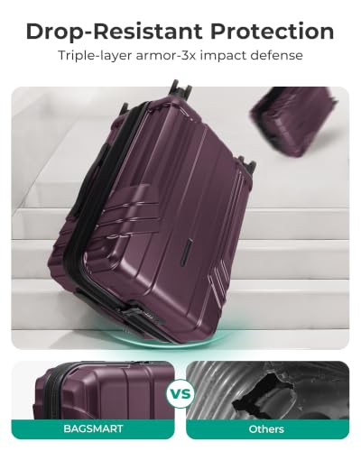 Image of BAGSMART Expandable Carry On Luggage 22x14x9 Airline Approved, Cherry Red | Spinner Wheels, TSA Lock, Lightweight Hard Shell, Suitcase,22x14x9 Airline Approved,