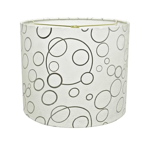 Aspen Creative 31088A Transitional Drum (Cylinder) Shaped Spider Construction Lamp Shade in White with Silver Circle Pattern, 12" Wide (12" x 12" x 10")