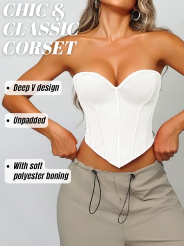 Image of ChiaoLezhee Heart Corset Top For Women, Sexy Concert Outfits Going Out, Strapless Crop Top, Overbust Bustier