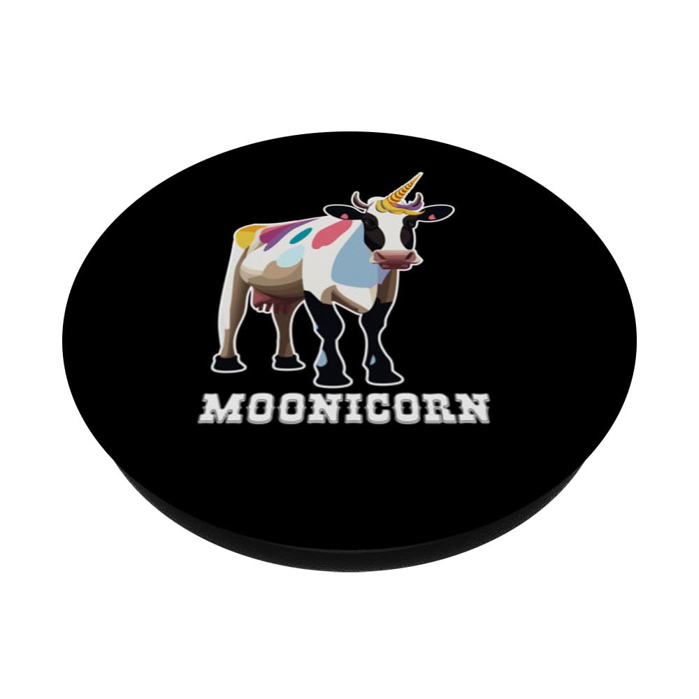 Moonicorn Funny Cow Unicorn Farm Lovers PopSockets Swappable PopGrip, Black - Image 2