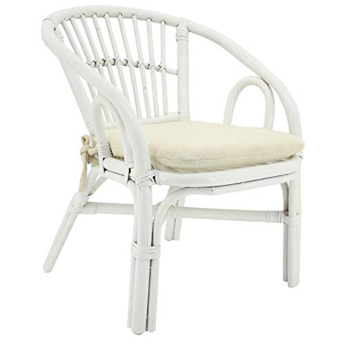 Fauteuil enfant en rotin blanc AubryGaspard, chaise vintage chic