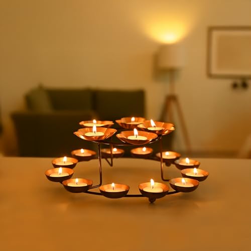 Image of MARKET 99 Metal Tree T-Light Holder Black & Gold | Artistic Decorative Candle Stand for Diwali & Christmas | Modern Tabletop Home Decor Accent for Weddings, Birthdays & Ambient Lighting
