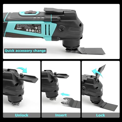 BLUEMARS 300W Oscillating Multifunction-Tool, 6 Variable Speeds & 3.2° Oscillation Angle, Tool-Free Blade Change, 17pc Accessories Kit for Sanding, Cutting, Scraping, Grinding 3 BLUEMARS 300W Oscillating Multifunction-Tool, 6 Variable Speeds & 3.2° Oscillation Angle, Tool-Free Blade Change, 17pc Accessories Kit for Sanding, Cutting, Scraping, Grinding - Image 3