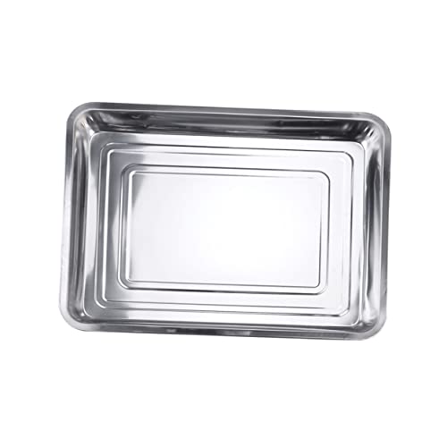 Mikinona Outdoor Grill Dish Tray Grilling Plate Dish Washer Stainless Steel Grill Plate 45x35x4.8cm