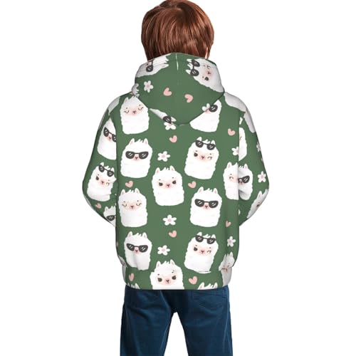 Alpaca Faces Kid Hoodies Boys Sweatshirts Girls Pullover with Pocket4